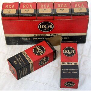 7 Vtg 1940s RCA Victor Radiotron Ham TV Radio Tube 1J6 GT Original Box